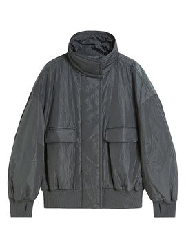 MM Max Mara Women's Technical Crinkle Fabric Bomber Jacket