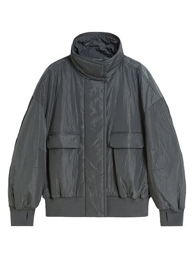 MM Max Mara Women's Technical Crinkle Fabric Bomber Jacket