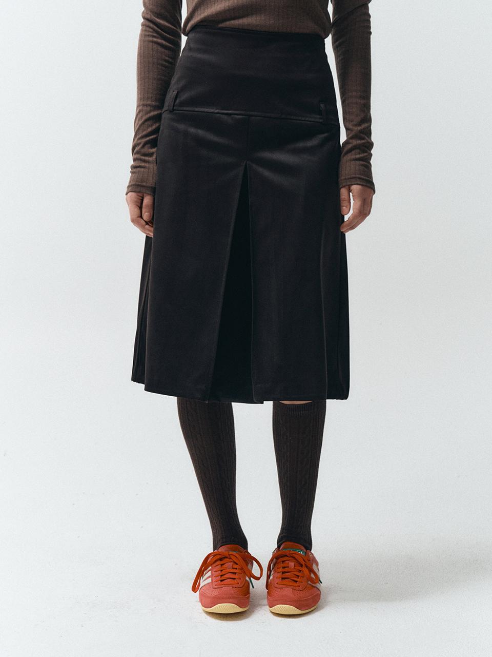 MMAK A LINE SUEDE MIDI SKIRT, DARK BROWN