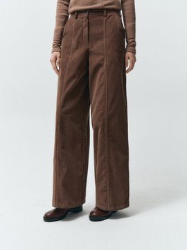 MMAK BASIC CORDUROY WIDE PANTS, BROWN