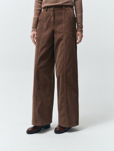 MMAK BASIC CORDUROY WIDE PANTS, BROWN