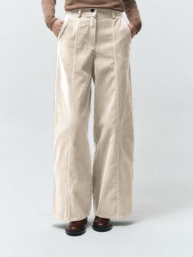 MMAK BASIC CORDUROY WIDE PANTS, CREAM