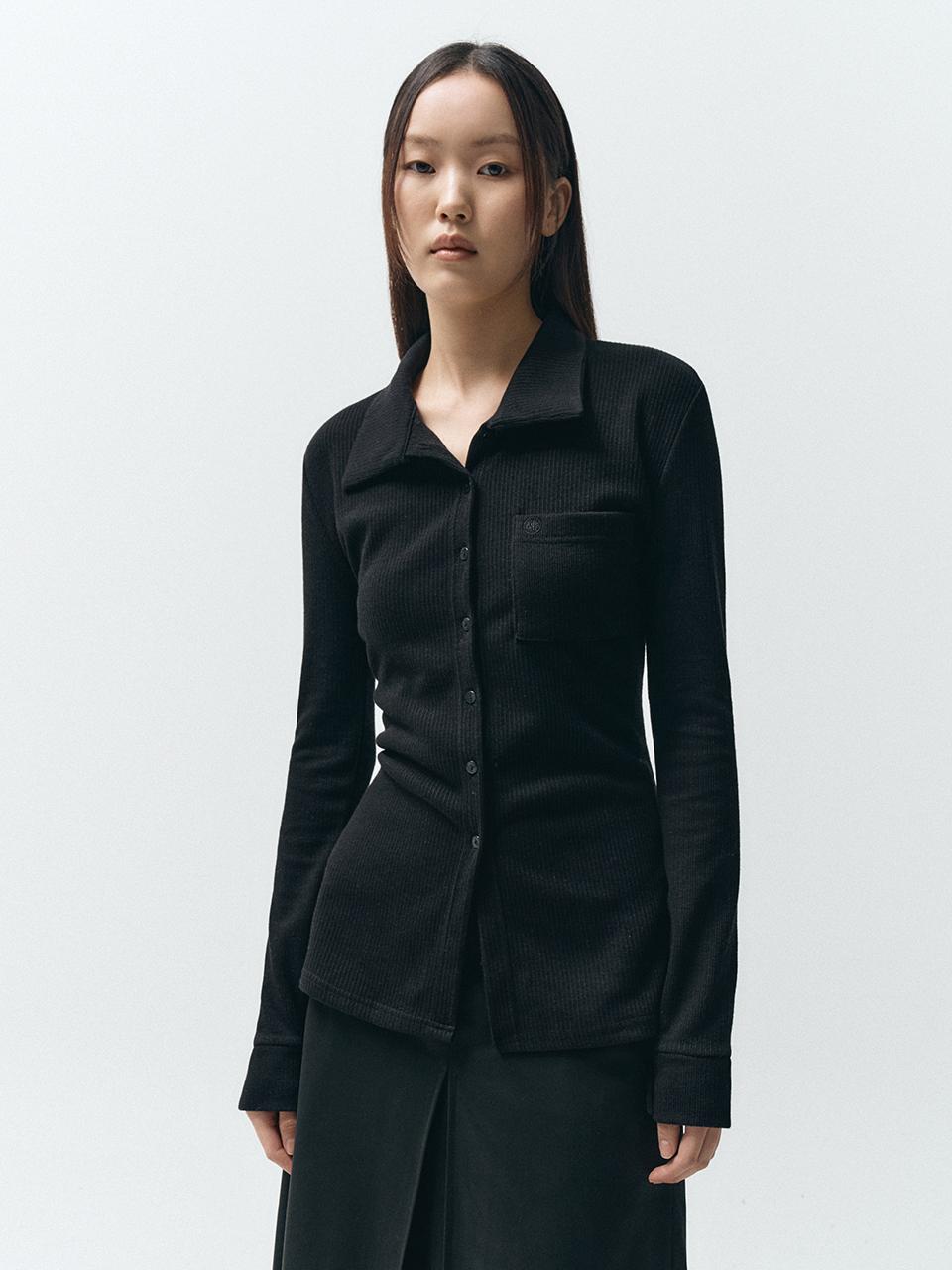 MMAK BASIC MIDI SHIRT CARDIGAN, BLACK