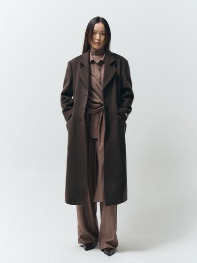 MMAK BASIC SINGLE LONG COAT, BROWN