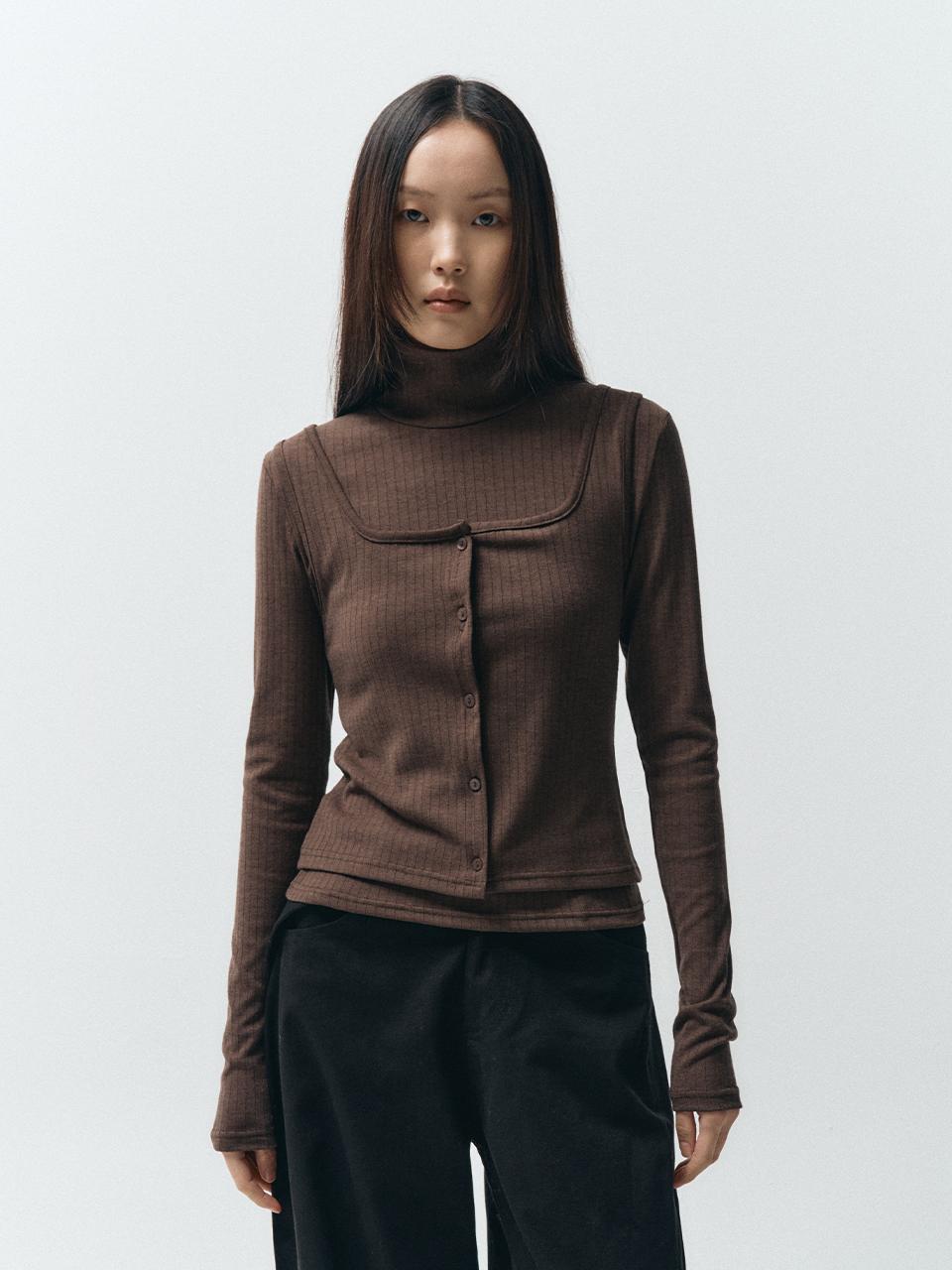 MMAK BASIC SLEEVELESS TURTLENECK SET, DARK BROWN