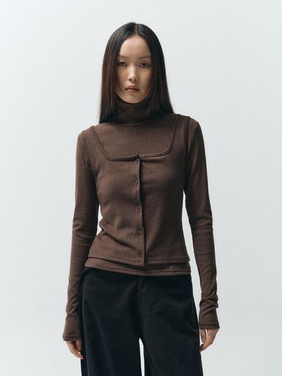 MMAK BASIC SLEEVELESS TURTLENECK SET, DARK BROWN