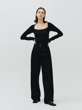MMAK CURVED COTTON PANTS, BLACK