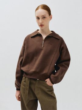 MMAK LOGO HALF ZIP - UP SWEATHSHIRTS, BROWN
