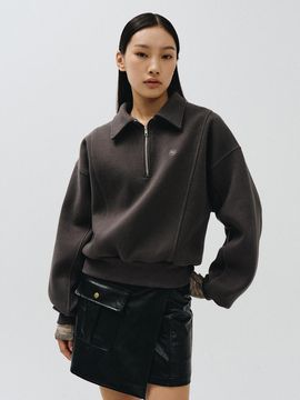 MMAK LOGO HALF ZIP - UP SWEATHSHIRTS, CHARCOAL