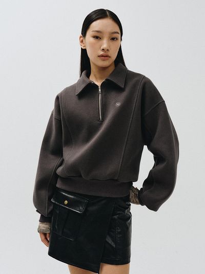 MMAK LOGO HALF ZIP - UP SWEATHSHIRTS, CHARCOAL