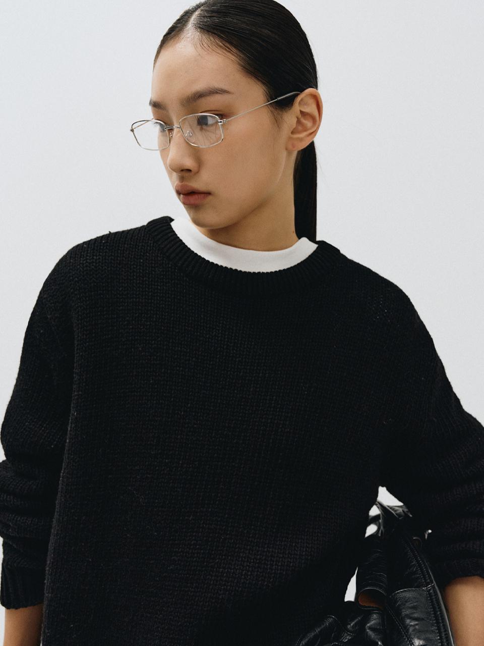 MMAK OVER SIZED ROUND KNIT, BLACK