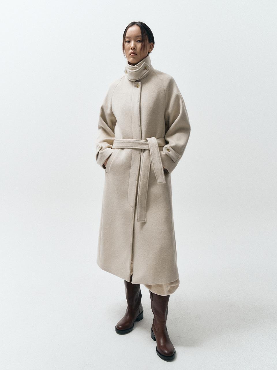 MMAK WOOL BLEND BALMACAAN LONG COAT,