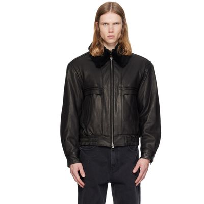 MMIC MMIC Black Calder Leather Bomber Jacket