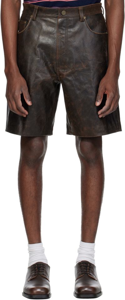 MMIC MMIC Brown Deadend Leather Shorts