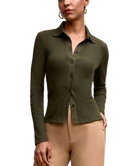M.m.lafleur M. m.LaFleur Nala Knit Button-Down Plush Pima Shirt