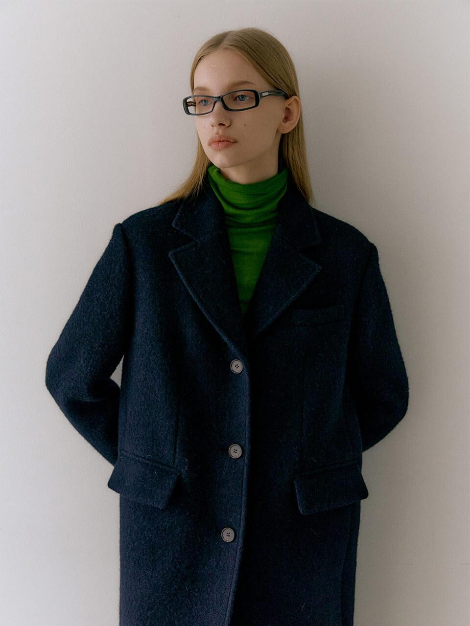 MOAT 3 BUTTON FUR SINGLE COAT (dark navy)
