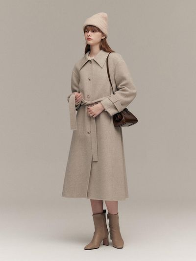 MOAT A-LINE HANDMADE LONG COAT (oat herringbone)