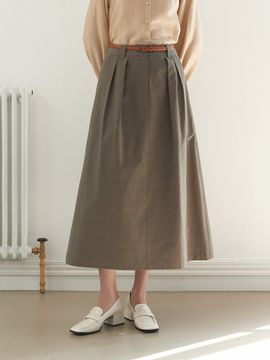 MOAT A-line Pintuck Cotton Skirt _Ash Forest