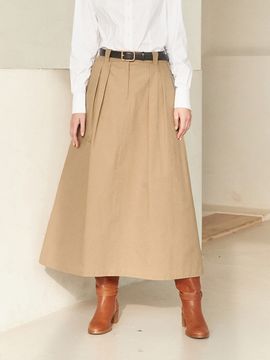 MOAT A-line Pintuck Cotton Skirt _Sand Beige