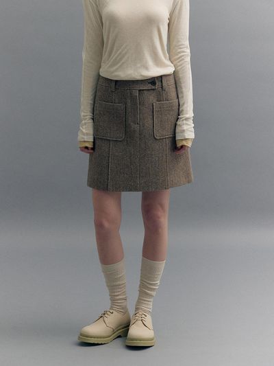 MOAT AUTUMN POCKET MINI SKIRT (ash brown)
