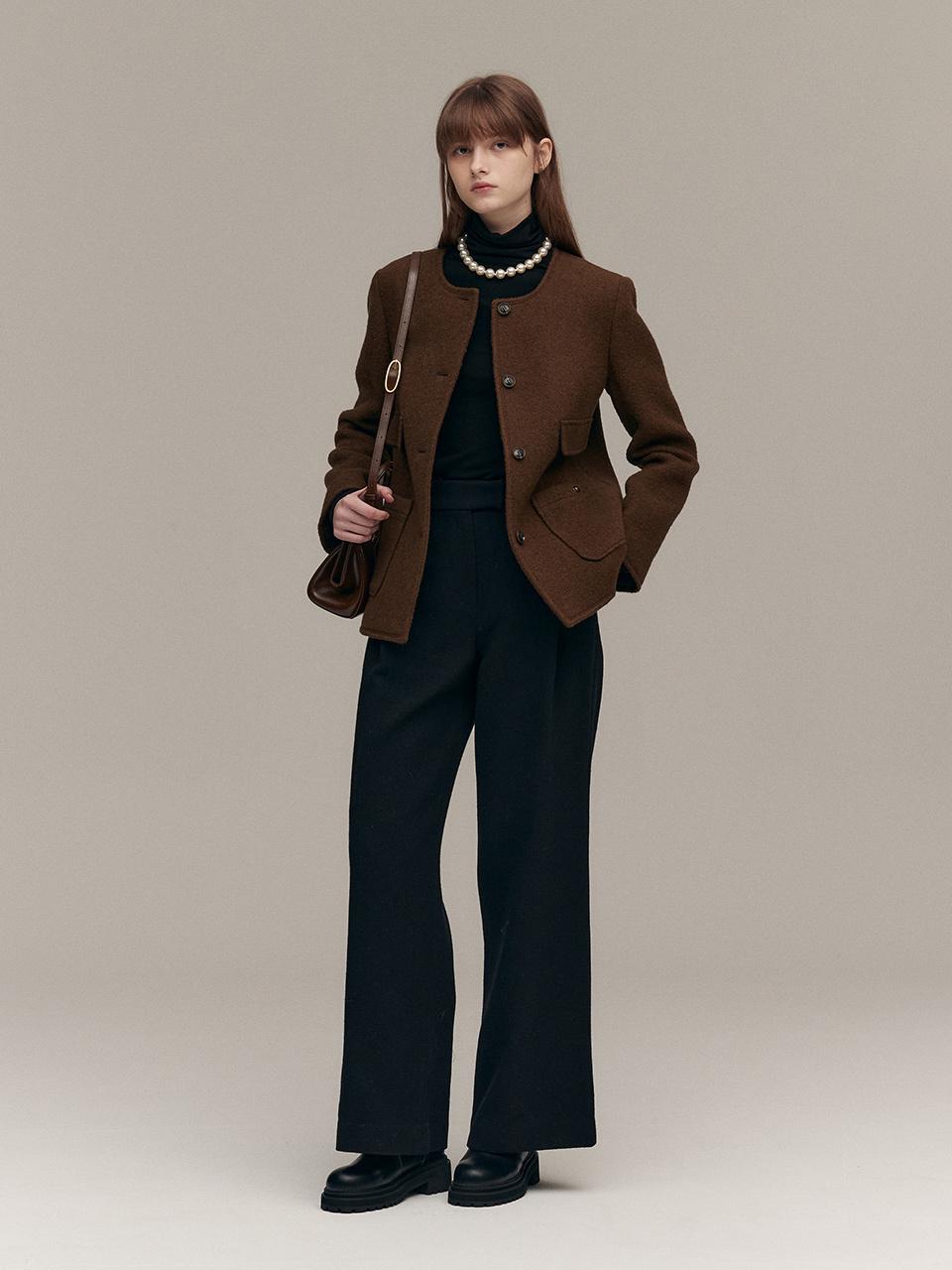 MOAT BOUCLE ONE-TUCK WIDE PANTS (moat black)