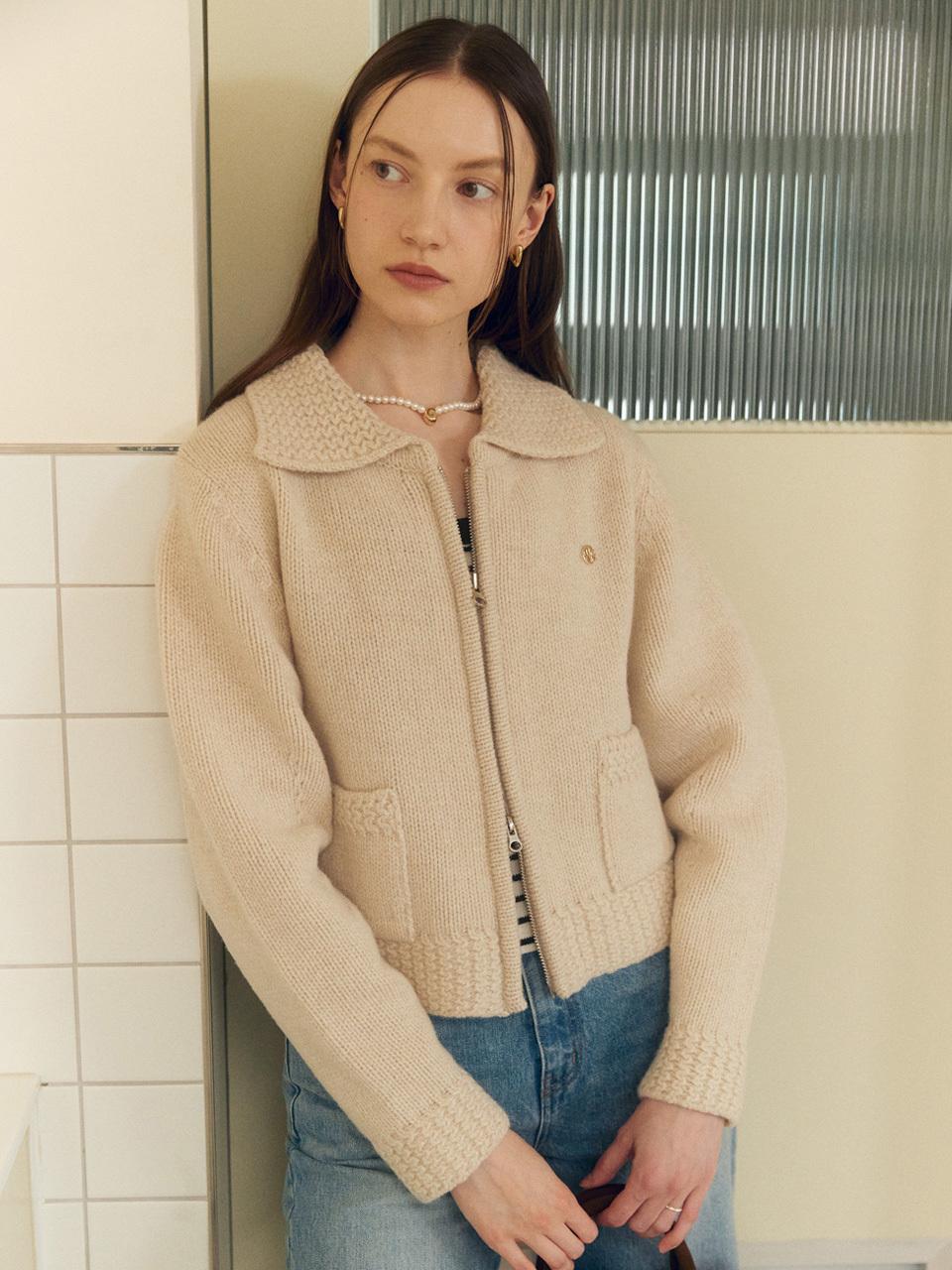 MOAT COLLAR ZIP-UP CARDIGAN