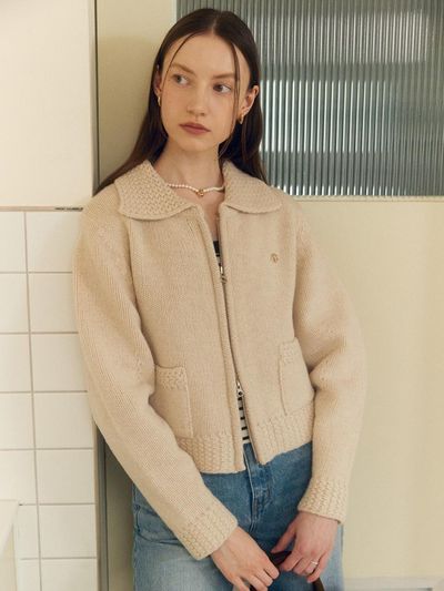 MOAT COLLAR ZIP-UP CARDIGAN
