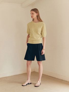 MOAT Cotton Two-tuck Bermuda Shorts - Dark Navy