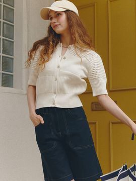 MOAT Denim Bermuda Pants_Dark Blue