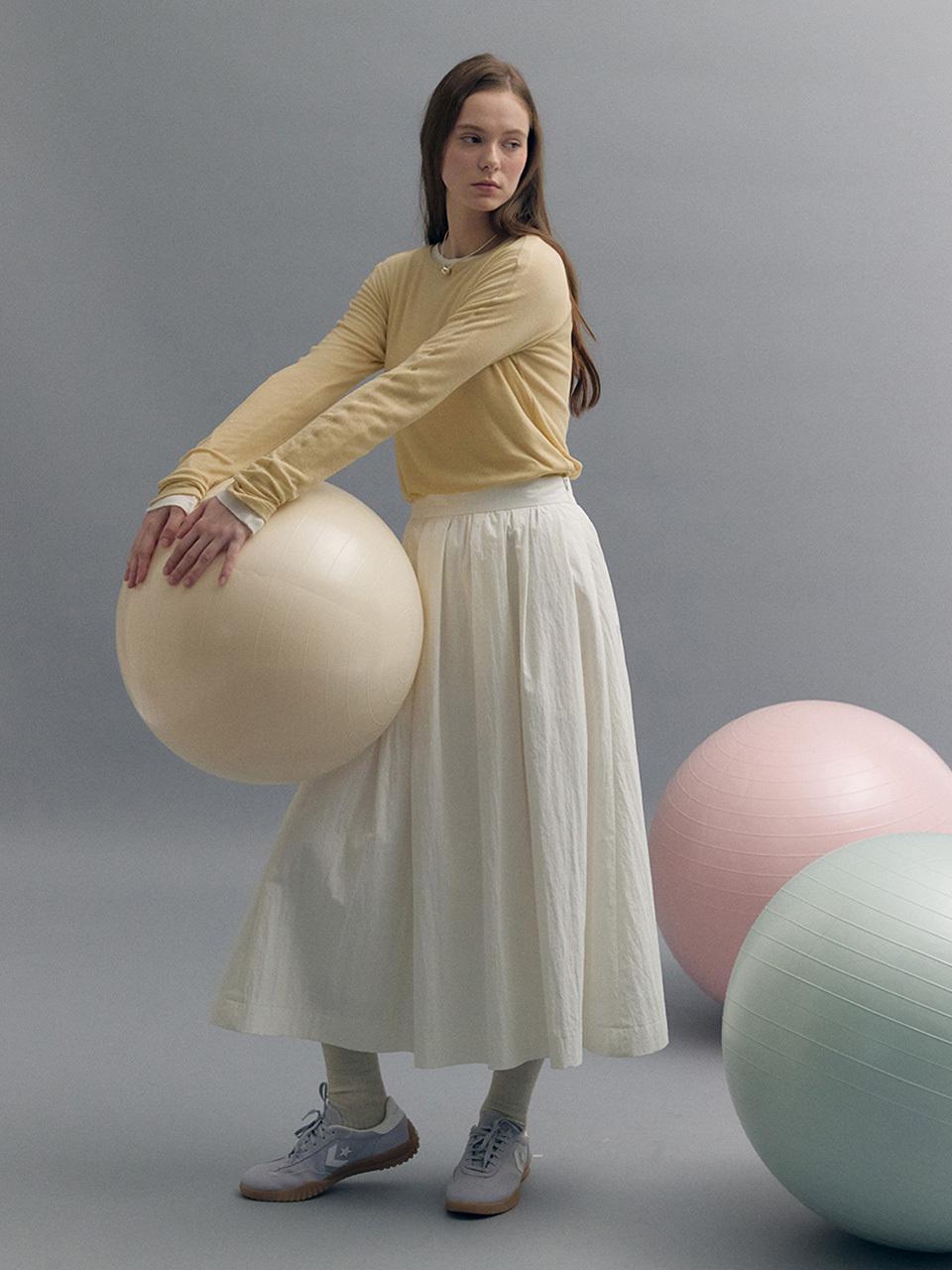 MOAT FLORE SHIRRING MAXI SKIRT