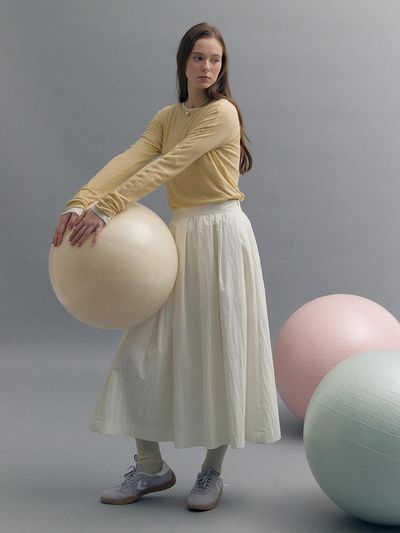 MOAT FLORE SHIRRING MAXI SKIRT