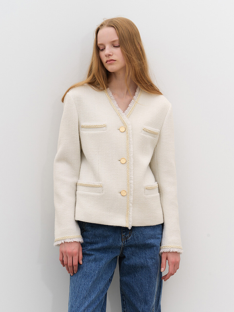 MOAT Fringe Tweed Wool Jacket