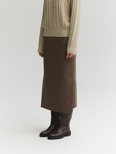 MOAT H-LINE SLIT SKIRT(ASH BROWN)