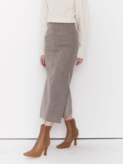 MOAT H-Ling Slit Skirt_Greige