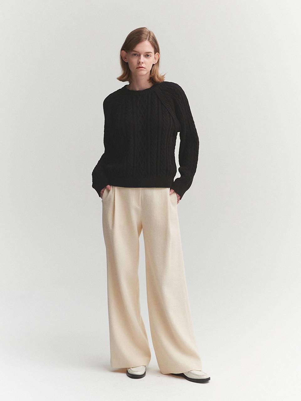 MOAT HEAVY CABLE PULLOVER(MOAT BLACK)