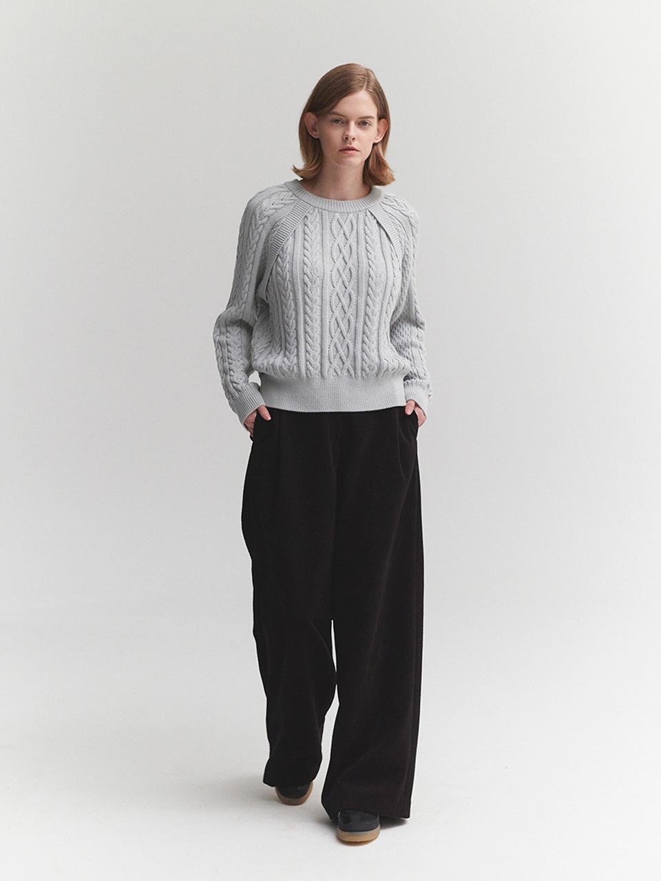 MOAT HEAVY CABLE PULLOVER(PALE BLUE)