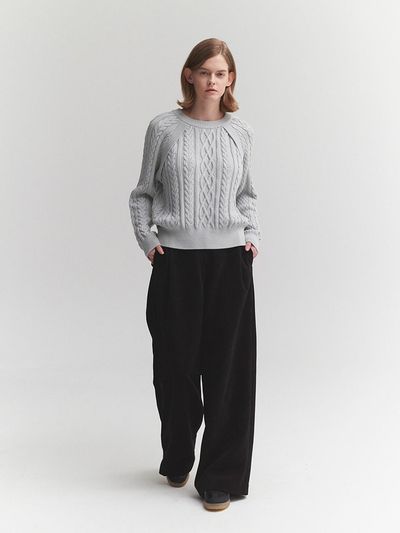 MOAT HEAVY CABLE PULLOVER(PALE BLUE)