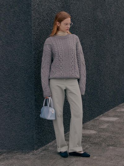 MOAT HEAVY FISHERMAN KNIT (ash gray)
