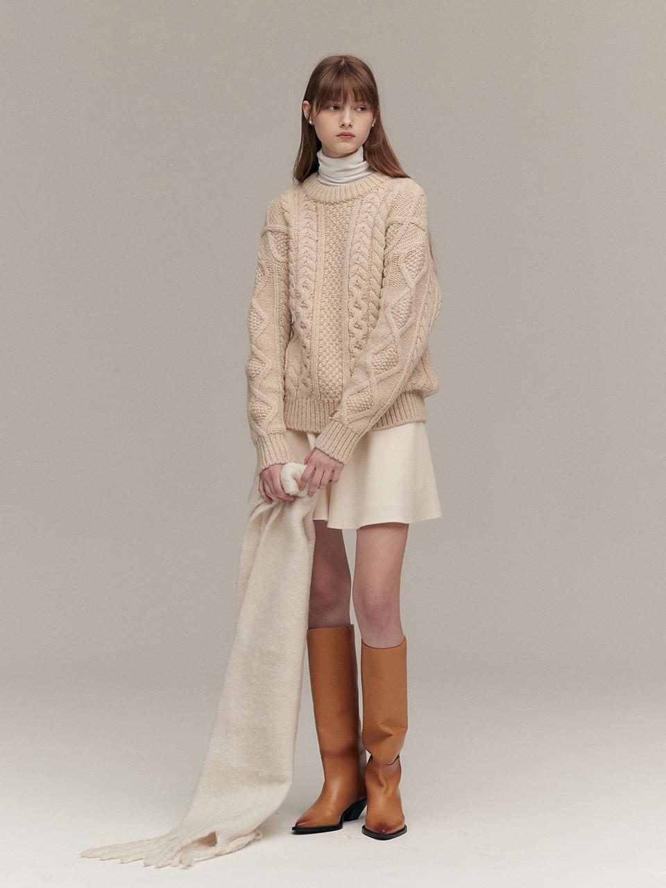 MOAT HEAVY FISHERMAN KNIT (sand beige)