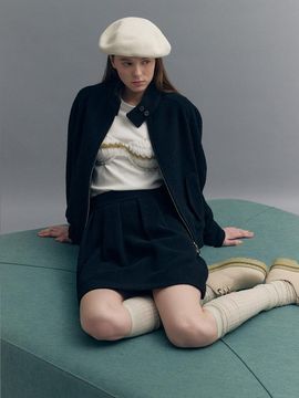 MOAT HIGH NECK WOOL BOMBER JACKET (moat black)
