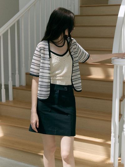 MOAT Linen Out Pocket Mini Skirt_Moat Black