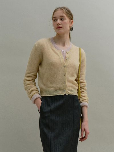 MOAT MOHAIR SHEER CARDIGAN [Buttery Yellow beige]