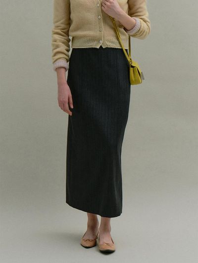 MOAT PINTUCK MAXI SKIRT [gray stripe]