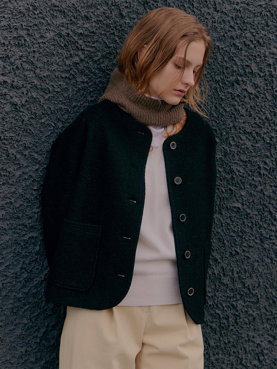 MOAT ROUND BOUCLE JACKET (moat black)