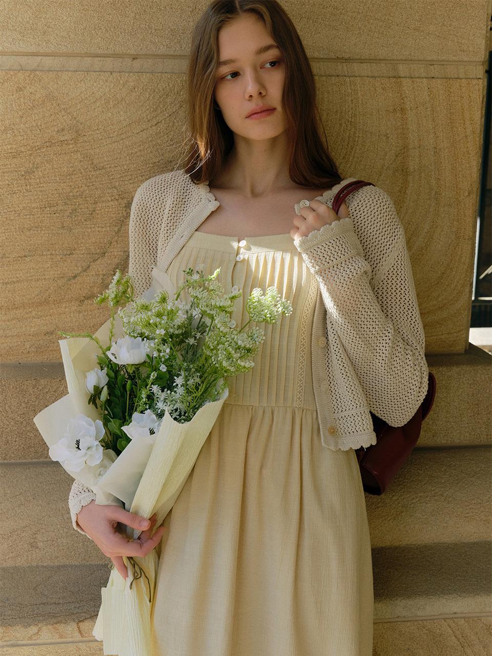 MOAT ROUND CROP NET CARDIGAN [natural beige]