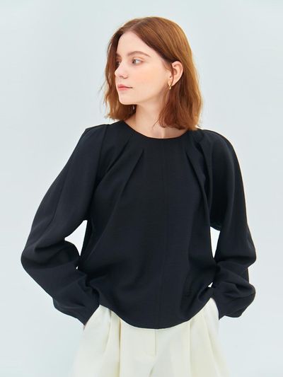 MOAT ROUND FLARE BLOUSE(moat black)