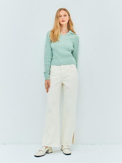 MOAT SIDE SLIT DENIM PANTS