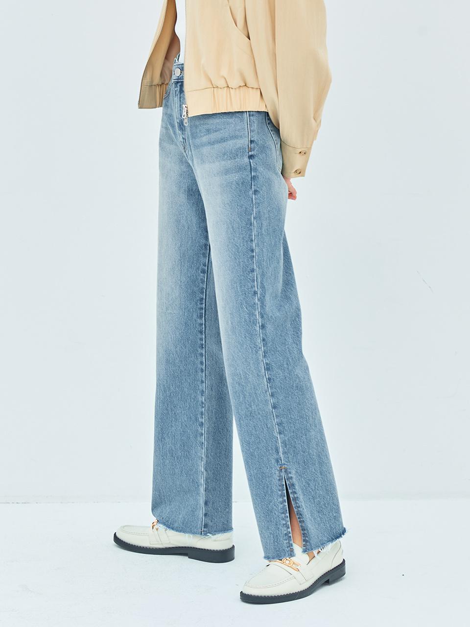 MOAT SIDE SLIT DENIM PANTS(air blue)