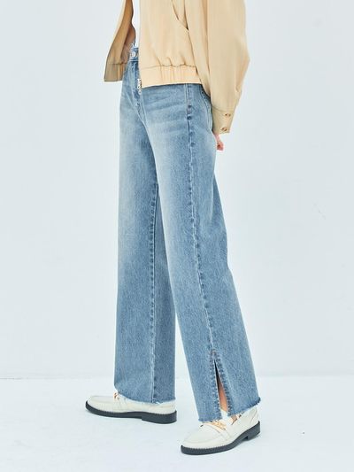 MOAT SIDE SLIT DENIM PANTS(air blue)