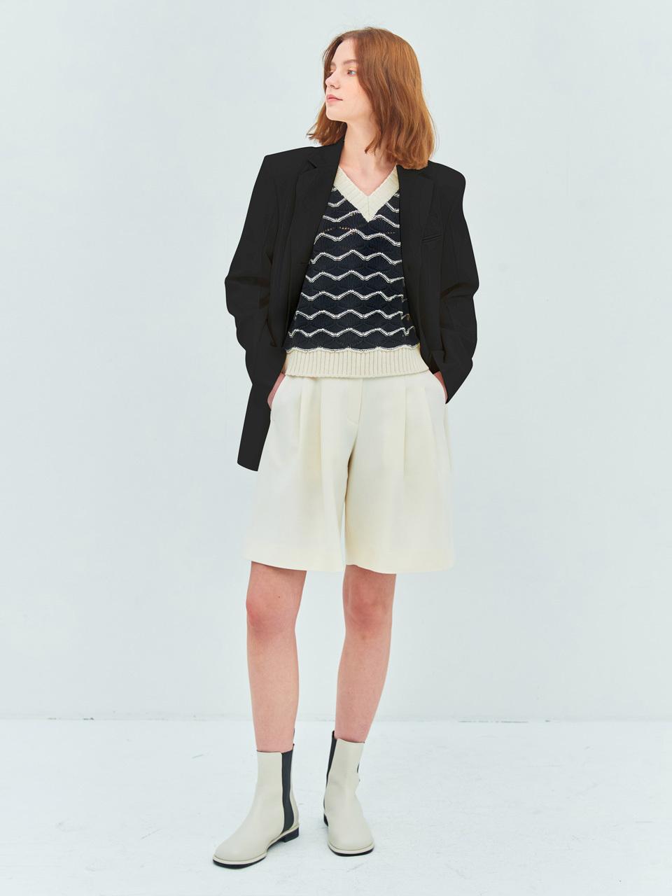 MOAT (SS ver.)SLEEVE PINTUCK MERINO JACKET(moat black)
